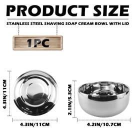 LNQ LUNIQI 1 Piece Stainless Steel Shaving Bowl with Lid, Men's Shaving Soap Dish Large, Metal Shaving Soap Bowl Silver Shaving Foam Bowl for Home Bathroom Hairdressing Salon