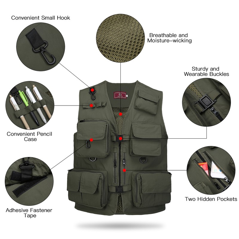 Fishing Photography Vest Summer Multi Pockets Mesh Jackets Quick Dry