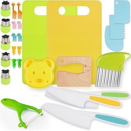28/17/13 counts Kids Cooking Knife Set ‚Äì Montessori Safe Knives for Young Chefs, Includes Cutting Board, Crinkle Cutters & Kitchen Tools, Child-Friendly Chef Set for Ages 2-10, Great for Family Cooking & Baking Fun:_13 counts