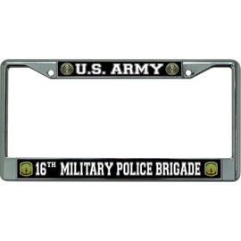 U.S. Army 16th Military Police Brigade Chrome License Plate Frame
