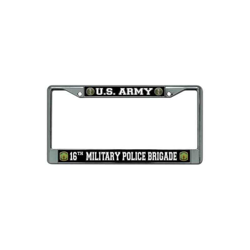 U.S. Army 16th Military Police Brigade Chrome License Plate Frame