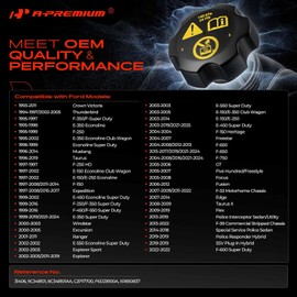 A-Premium Coolant Reservoir Expansion Tank Cap Compatible with Ford F-150, F-250, F-350, F-650, F-750, Explorer, Edge, Mustang, Taurus, Expedition, E-150, E-250, E-350 Econoline, E-450 Super Duty