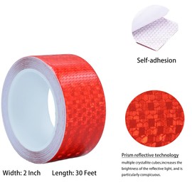 YXSF Red Reflective Tape,5 CM×10 M Reflector Tape Strips,high Viscosity Waterproof Reflective Tape for Vehicles Trucks Trailers Cars Boats Ships Motorcycles Bike Outdoor
