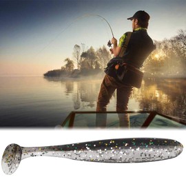 20 PCS Fishing Soft Lure 7.5cm/2g Plastic T Tail Bait Artificial Worm Swimbait for Bass Trout Walleye Fishing Accessory(Black)