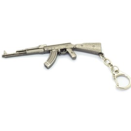 Fat-catz-copy-catz Grey AK47 Rifle Gun Metal Model Keyring Pendant 10cm