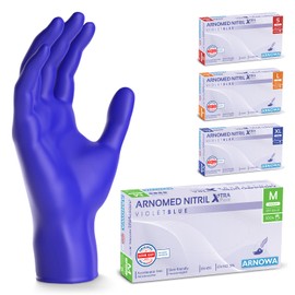 ARNOMED Disposable Gloves M, Nitrile Gloves, Accelerator-Free, Latex-Free, Disposable Gloves in Purple Blue, Allergy-Free Rubber Gloves, Disposable Gloves in S, M, L, XL, Pack of 100