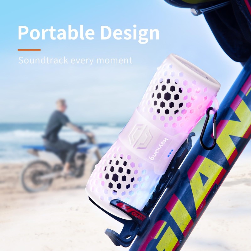 HEYSONG Bluetooth Speaker, Portable Waterproof Shower Speakers with Lights, IPX7