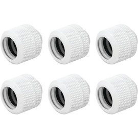 dracaena.io 6 Pack G1/4" Thread to 14mm Outer Diameter, Hard Tubing Compression Fitting with high Body Design for Computer Water Cooling System, White