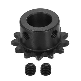 QUARKZMAN #25 Sprocket 12 mm Bore 29.5 mm OD, 13 Teeth C45 Carbon Steel ANSI #25 Roller Sprocket Round Hole with Grub Screws for ISO 04C Chain, Black
