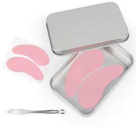Reusable Eye Patches, Silicone Under Eye Patches with Lifting Effect to Reduce Wrinkles and Fine Lines, 2 Pairs with Tin Case (Pink)
