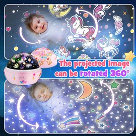 EUCOCO Unicorn Gifts for Girls Night Light Kids Baby Projector, Unicorn Toys for 2 3 4 5 6 Year Olds Girls Gifts Toys Girls Birthday Presents Sensory Lights for Babies Projector Light for Kids Toys