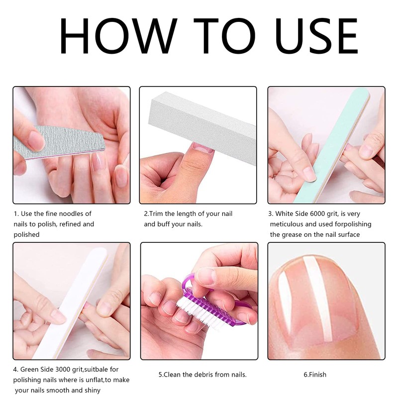 Nail File Set, Double-Sided Nail File, Nail Buffer Block, with
