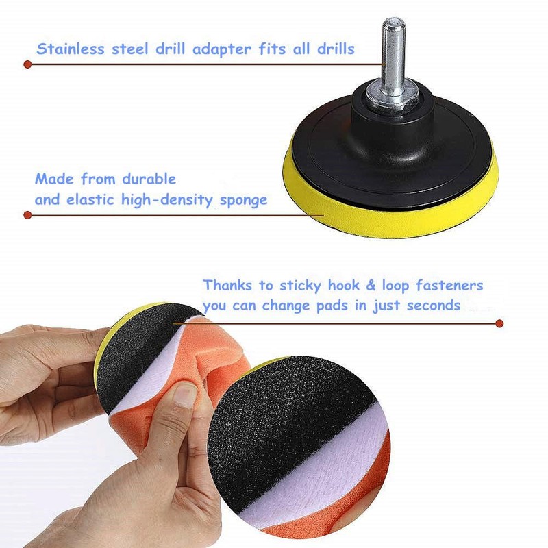 Polishing Pads Kit, Buffing Pads Car Foam Polisher Attachment for