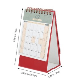 NUOBESTY Mini Desk Calendar Red 2025 Standing Flip Calendar Office Small Retro Desk Calendar for Planning Organizing Daily Scheduler