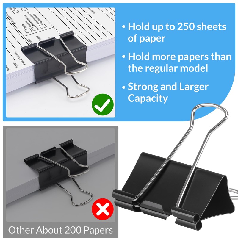 2 Inch 40 Pack Extra Large Binder Clips, Jumbo Paper