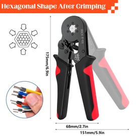 Herbst Crimping Pliers Wire End Ferrules Hexagonal Crimping Pliers Cable Lugs for 0.25-6 mm², Crimping Pliers for Insulated Uninsulated Wire End Ferrules
