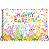 7x5ft Happy Easter Backdrop Cute Easter Bunny Style Colorful Egg