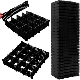 DVHOK 85Pcs Drawer Dividers, Adjustable Drawer Organiser, Cut at Will for Tidying Clutter Clothes, Socks, Makeup, Dresser, Kitchen Black