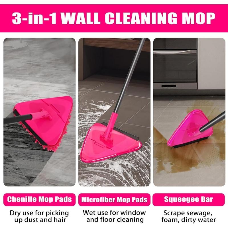 Wall Mop with Long Handle 80 inches, Upgraded 180? Collapsible