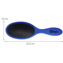 Clauss Wash & Brush Long Hair Paddle Brush with Air Cushion and Flexible Nylon Bristles, Matte, Blue/Black, 70 g