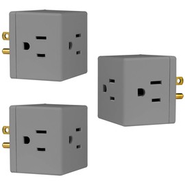 GE 3-Outlet Extender, 3 Pack, Grounded Wall Tap, Adapter Spaced, 3-Prong, Multiple Plug, Power Splitter, Cruise Essentials, Use for Home Office School Dorm, UL Listed, Grey, 47036