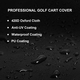 RZKHDZHM 420D Heavy Duty Golf Cart Cover, 3000Pa Waterproof Golf Cart Cover, Oxford Fabric, Waterproof Zipper, Fits for 2/2+2/4 Passenger Yamaha, EZGO, Club Car, Honda
