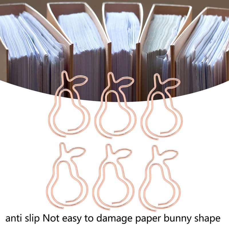 100Pcs Paper Clips Cute Bunny Shape Electroplating Process Lightweight Portable