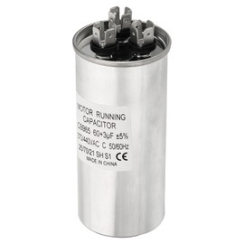 PATIKIL 60/3uF 60+3MFD 370-440V AC Capacitor, 1Pcs CBB65 Motor Start Capacitors Dual Round Run Capacitor for Air Conditioner or Heat Pump Condenser Straight Cool
