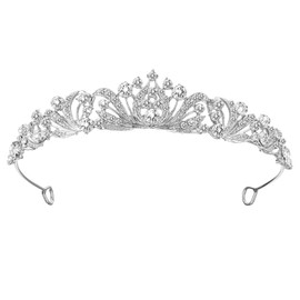 TIESOME Rhinestone Crystal Tiara, Tiara, Wedding Crown Headband, Princess Elegant Crown, Bridal Wedding Headbands, Prom, Birthday Party, Hair Accessories, Jewellery Gifts for Women (Silver)