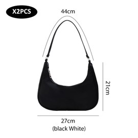 HDGSAFD Pack of 2 Small Handbags, Retro Shoulder Bags, Girls Handbags, Women's Clutch Handbags, Party Handbags, Women's Handbags (Black, White), black, white