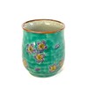 Kutani [Tea Cup] Large Green Cherry Blossom Heart Back Painting