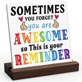 HPNIUB Inspirational Gifts Sometimes You Forget You Are Awesome Gift,Thank You Gifts For Women Men,10 * 10cm Motivational Quote Positive Reminder Office Decor For Friends Birthday Colleagues