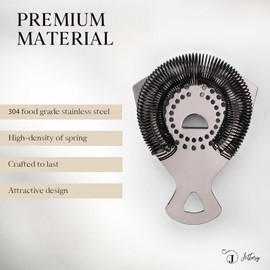 Jettory Cocktail Strainer, Cocktail Strainer, Stainless Steel Bar Strainer, Suitable for All Shakers, High-Quality Bar Accessories (Black)