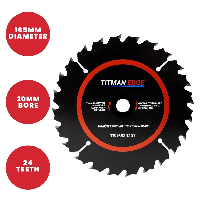 3 x 165mm Dia Plunge Saw Blades 24 & 48