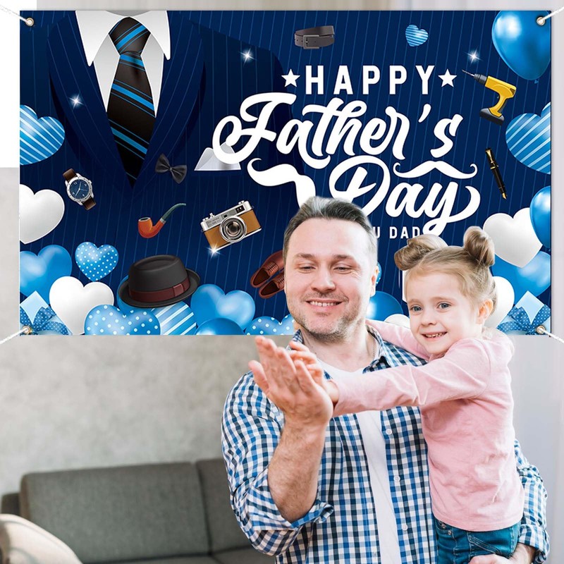 Qpout Large Father's Day Backdrop 70.8x43.3 Inch,Premium Suit & Tie