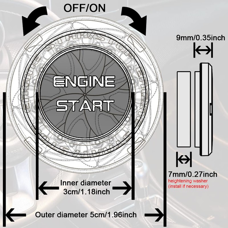 Car Push Start Button Cover Spin Engine Start Stop Button