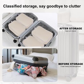 WUFANC Suitcase Organiser Set of 4 - Packing Cubes Compression, Waterproof, Robust and Durable - Packing Cube Compression Very Suitable for Storing and Organising Clothes (Beige)
