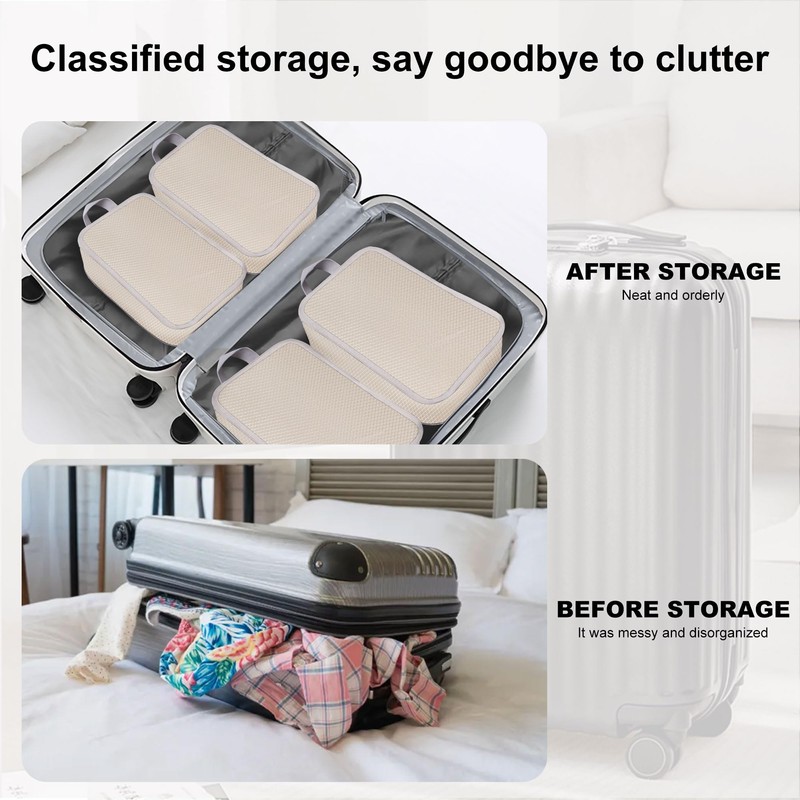WUFANC Suitcase Organiser Set of 4 - Packing Cubes Compression,
