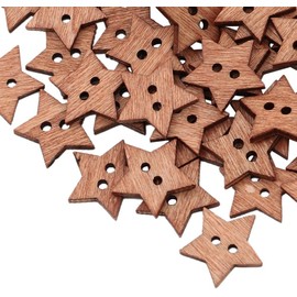 DPWOUM 100Pcs Buttons in Star Shape Wooden Buttons Button for Craft Scrapbooking, Wooden Buttons Star Buttons Nature Sewing Accessories