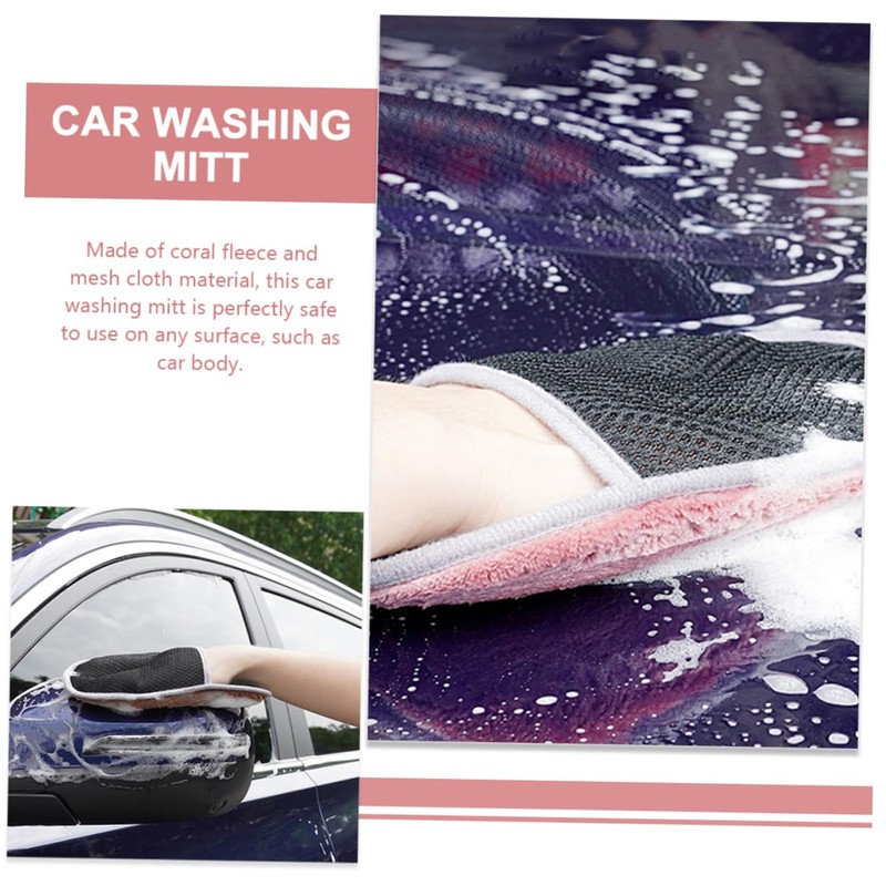 LIFKOME Reusable Car Wash Mitts Machine Washable Compact Design for