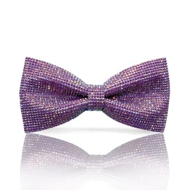 Rhinestones Pre-tied Bow Ties for men women | Bow tie with Crystal like rhinestones | CK Bow Tie (Purple AB)