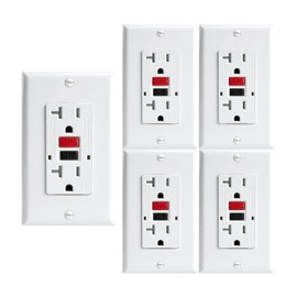 OMEENET 20 Amp GFCI Outlet, Tamper Resistant, Self Test GFI Receptacle with 2 LED Indicator, 20Amp Ground Fault Circuit Interrupter Outlet for Kitchen, Bathroom,Indoor Use, UL Listed(5 Pack)