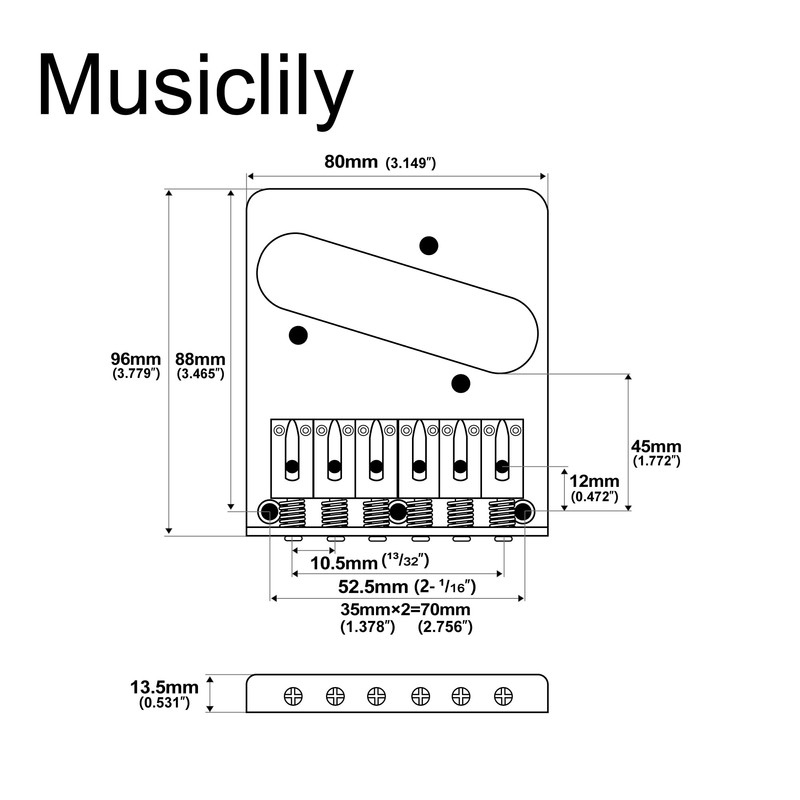 Wilkinson M Series 52.5mm(2-1/16 inch) String Spacing Telecaster Bridge with