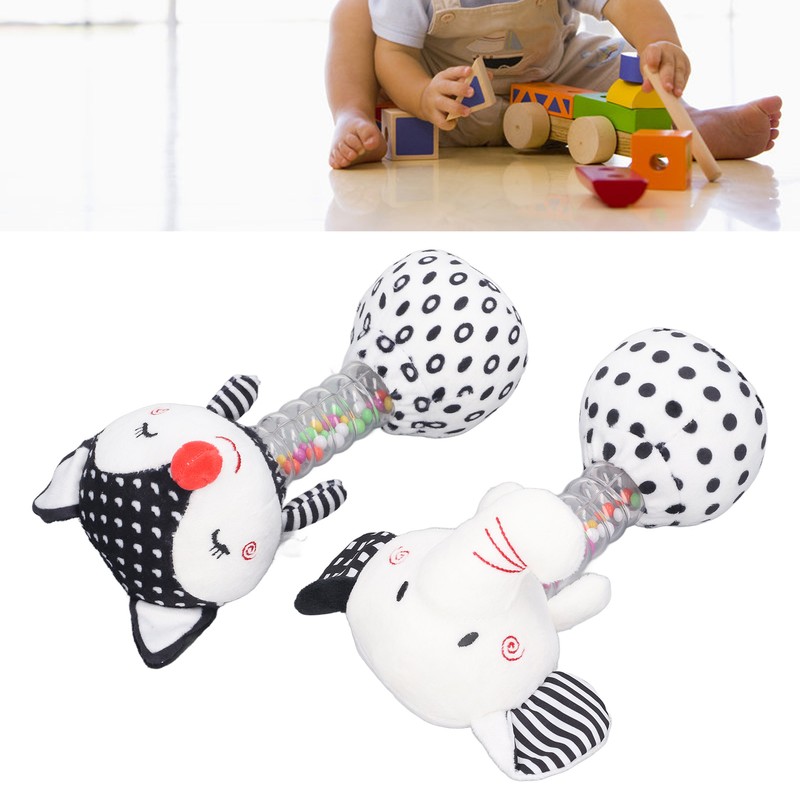 2pcs Baby Hand Rattle Toys Cartoon Stuffed Animal Shaped PP