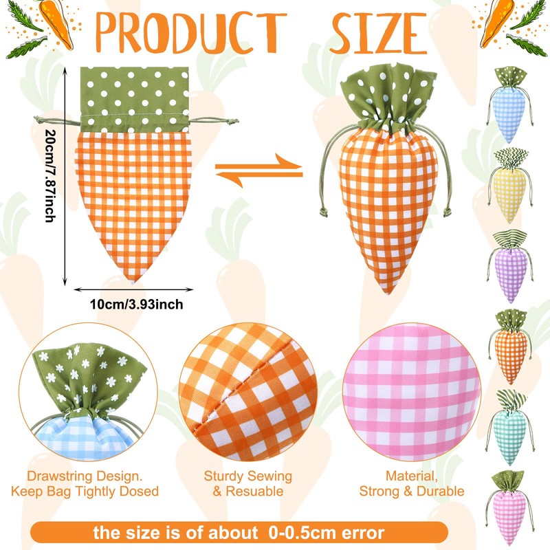 SilTriangle 24 Pcs Easter Carrot Shaped Treat Bags Easter Basket