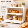 Txcucc Large Bread Box, White, Double Layer Wooden