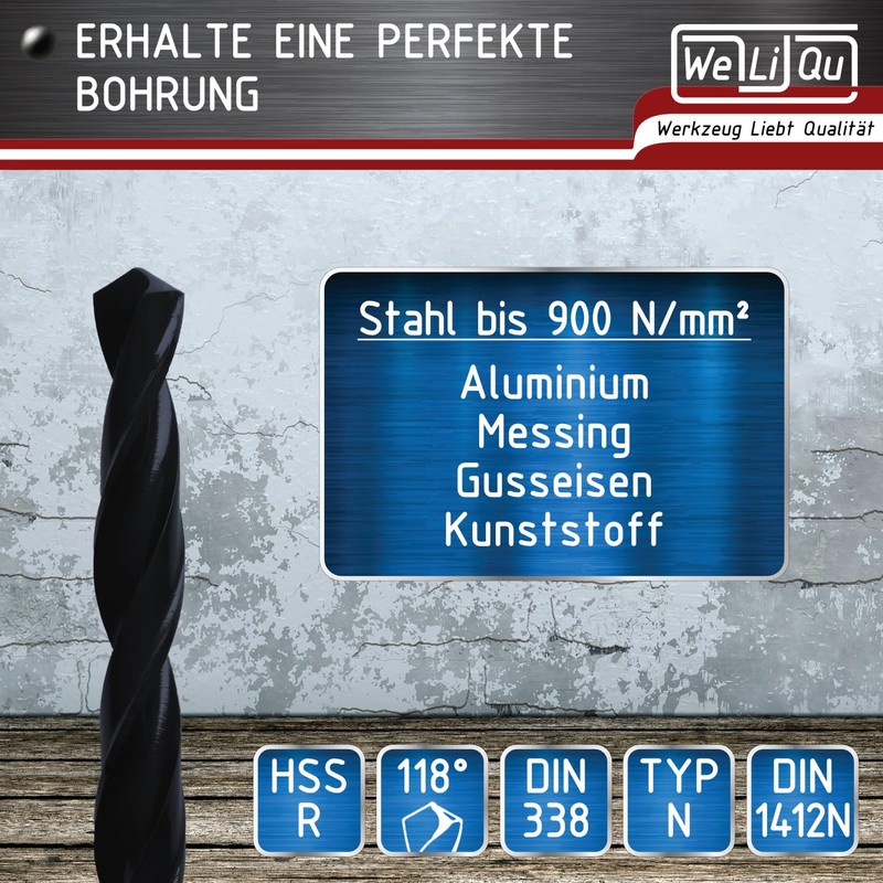 WELIQU HSS-R Twist Drills Diameter 5.0 mm Roll-Rolled Metal Drill