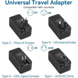 Voltage Converter for European Travel, 220V to 110V Converter, European Travel Plug Adapter, 220 to 110 Voltage Converter US to Europe with 1 USB C and 1 USB A
