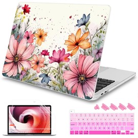 Mektron Designed Case for MacBook Pro 16 Inch A2141 Cover 2019 Release 16" with Liquid Retina Display/Touch ID, Plastic Hard Shell with Keyboard Skin & Screen Protector & Dust Plug, Colorful Floral