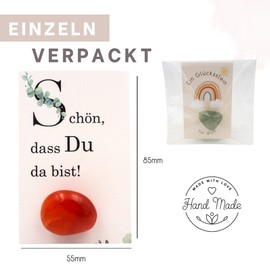 Milaboo® Set of 12 Lucky Stones for Children, Children's Birthday Party Bags, Give Away for Christening, Communion, Wedding or Secret Santa Gift, Lucky Charm Children Ready Packed (Schön, dass du da